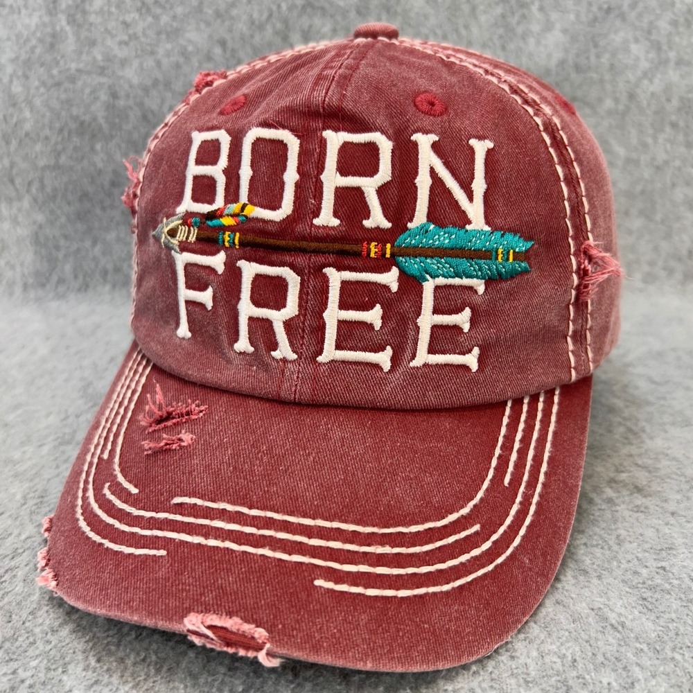 Born Free Arrow Unisex Red KBETHOS Vintage Baseball Hat Distressed OSFM